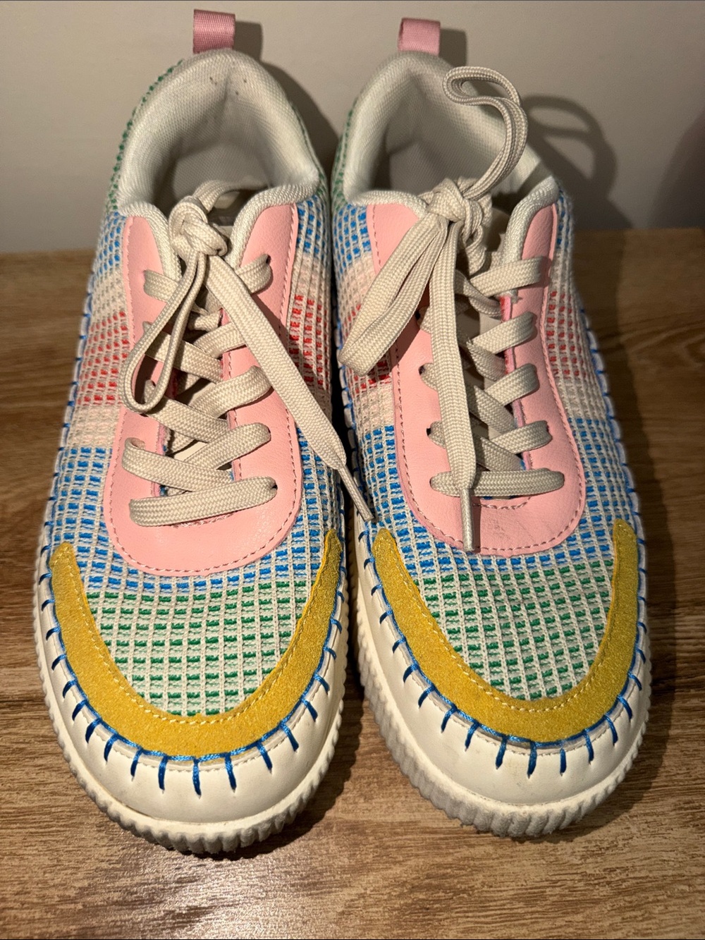 Nicole Miller Kids Multicolor Knit Sneakers with Pink Panels